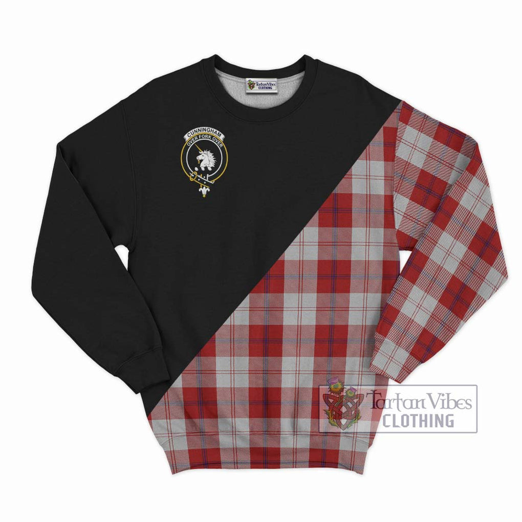 Cunningham Dress Tartan Sweatshirt with Family Crest and Military Logo Style - Tartanvibesclothing Shop