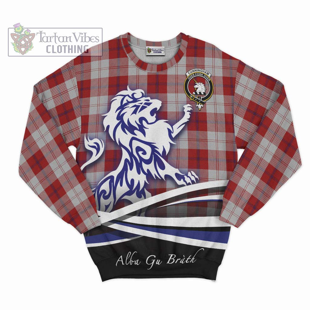 Cunningham Dress Tartan Sweatshirt with Alba Gu Brath Regal Lion Emblem - Tartanvibesclothing Shop