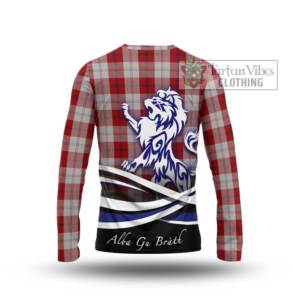 Cunningham Dress Tartan Long Sleeve T-Shirt with Alba Gu Brath Regal Lion Emblem - Tartanvibesclothing Shop