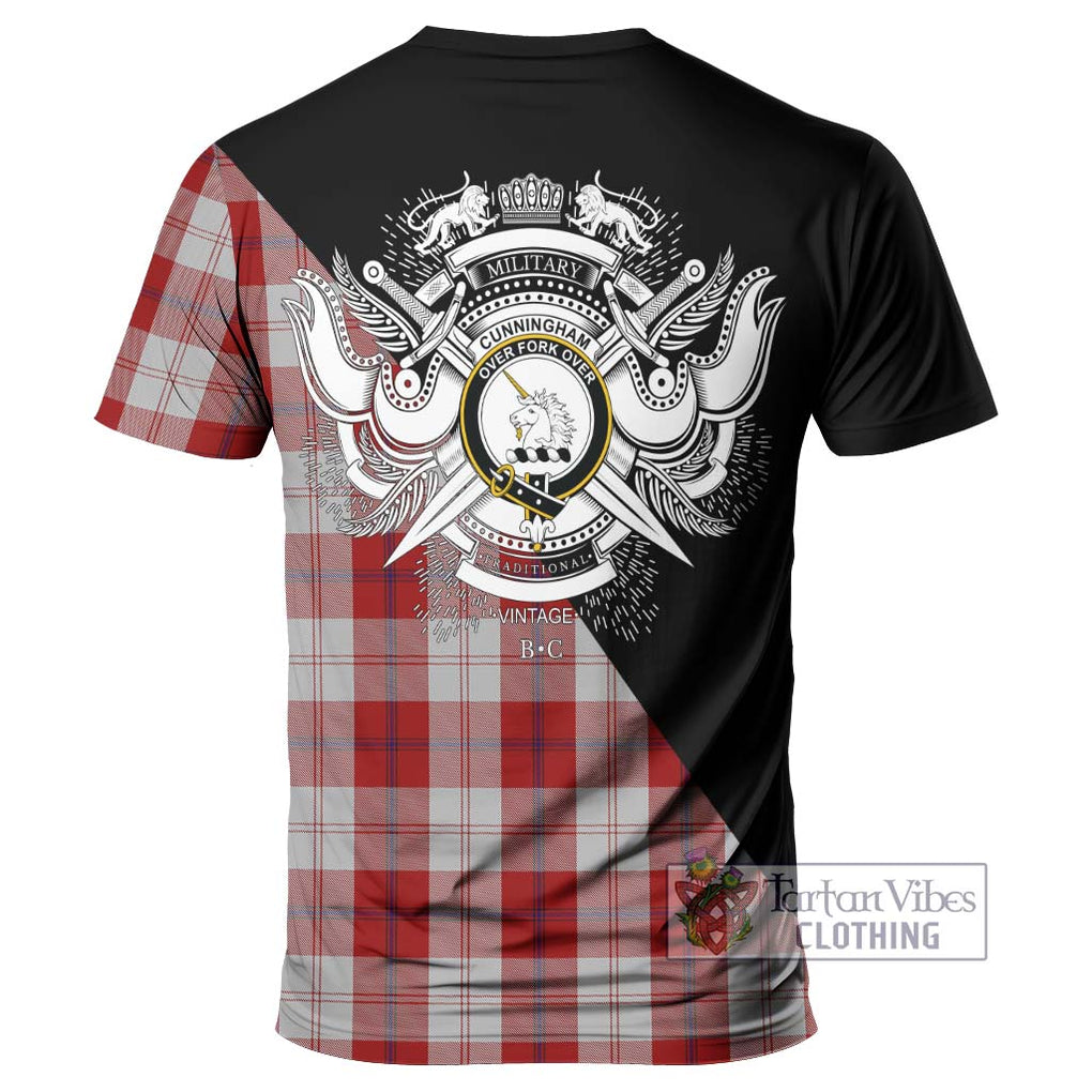 Cunningham Dress Tartan T-Shirt with Family Crest and Military Logo Style - Tartanvibesclothing Shop