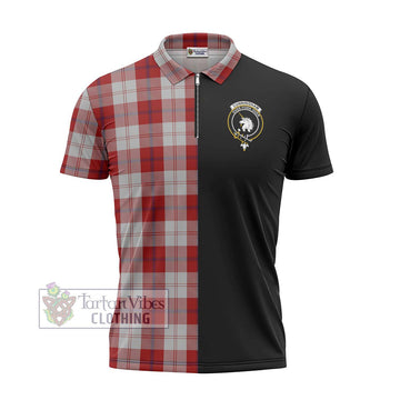 Cunningham Dress Tartan Zipper Polo Shirt with Family Crest and Half Of Me Style