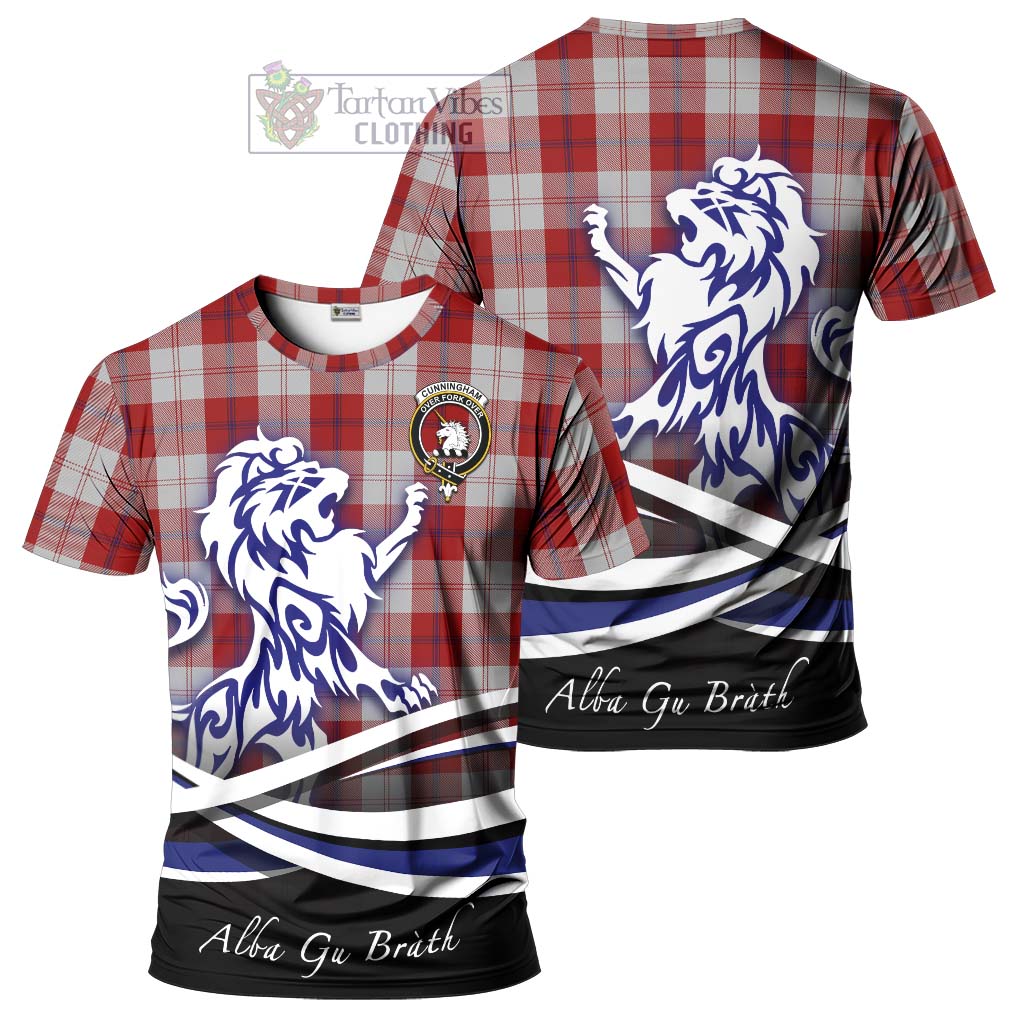 Tartan Vibes Clothing Cunningham Dress Tartan Cotton T-shirt with Alba Gu Brath Regal Lion Emblem