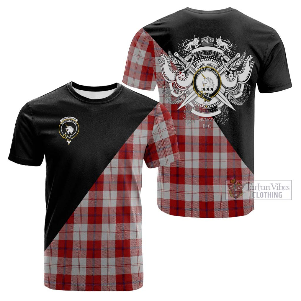 Tartan Vibes Clothing Cunningham Dress Tartan Cotton T-shirt with Family Crest and Military Logo Style