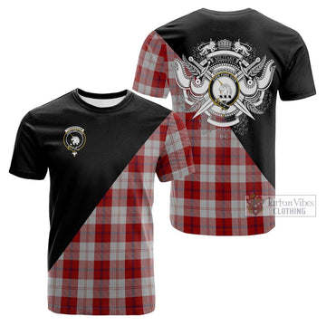 Cunningham Dress Tartan Cotton T-shirt with Family Crest and Military Logo Style