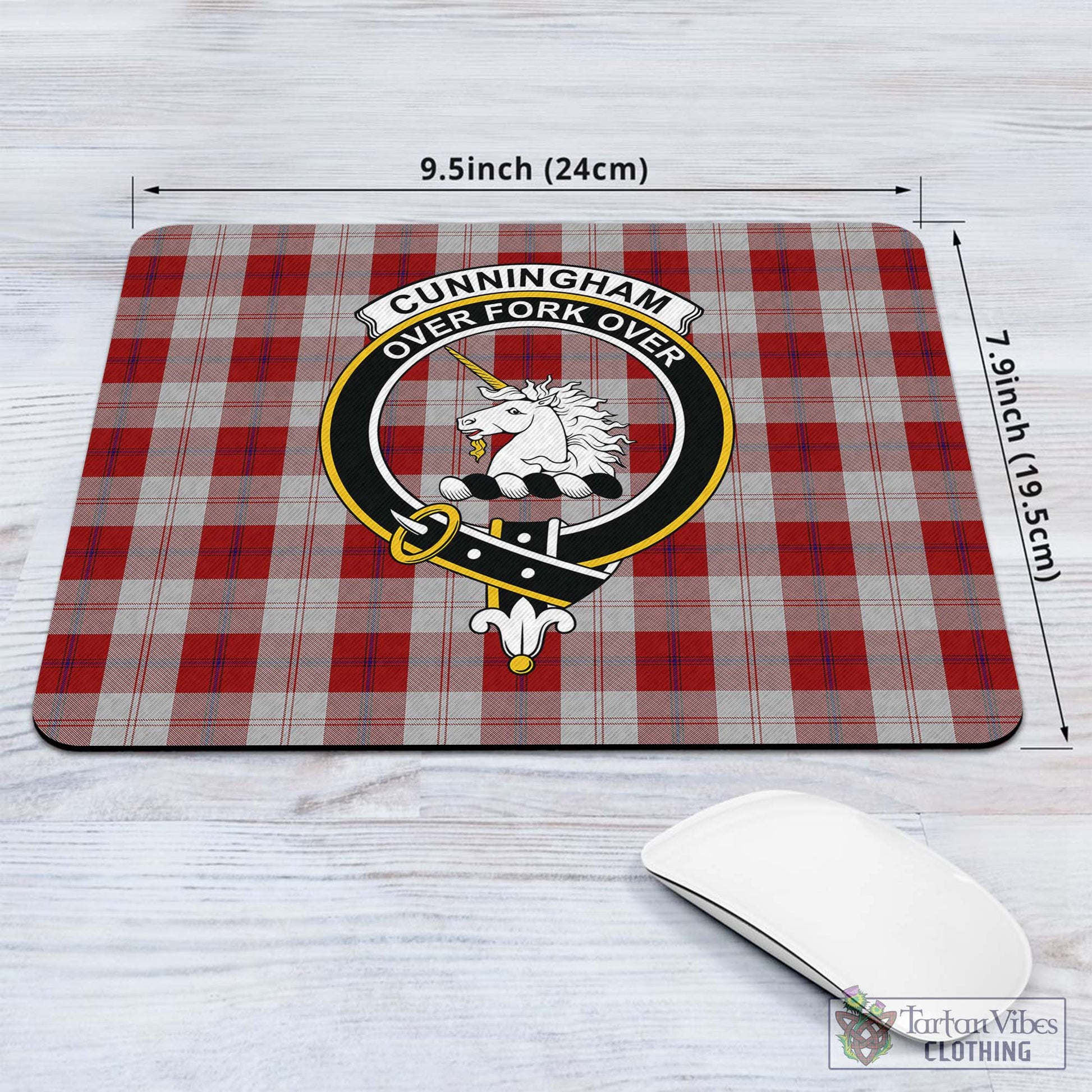 Tartan Vibes Clothing Cunningham Dress Tartan Mouse Pad with Family Crest