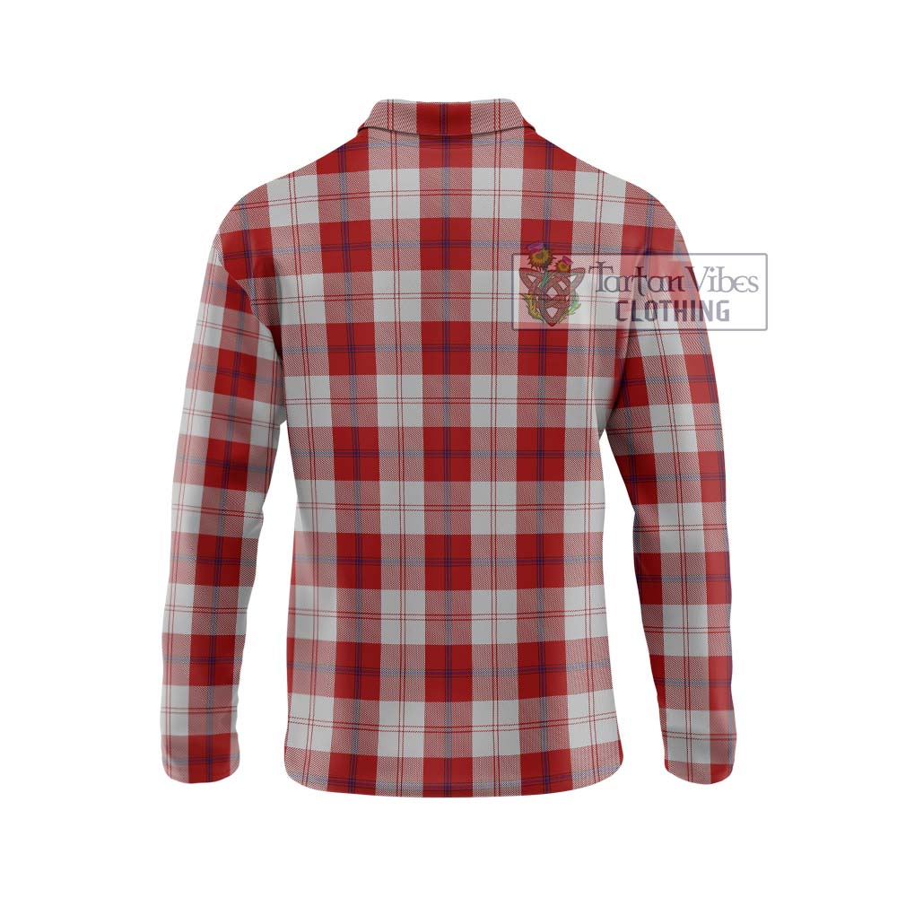 Cunningham Dress Tartan Long Sleeve Polo Shirt with Family Crest DNA In Me Style - Tartanvibesclothing Shop