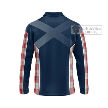 Cunningham Dress Tartan Long Sleeve Polo Shirt with Family Crest and Lion Rampant Vibes Sport Style