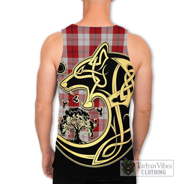 Cunningham Dress Tartan Men's Tank Top with Family Crest Celtic Wolf Style