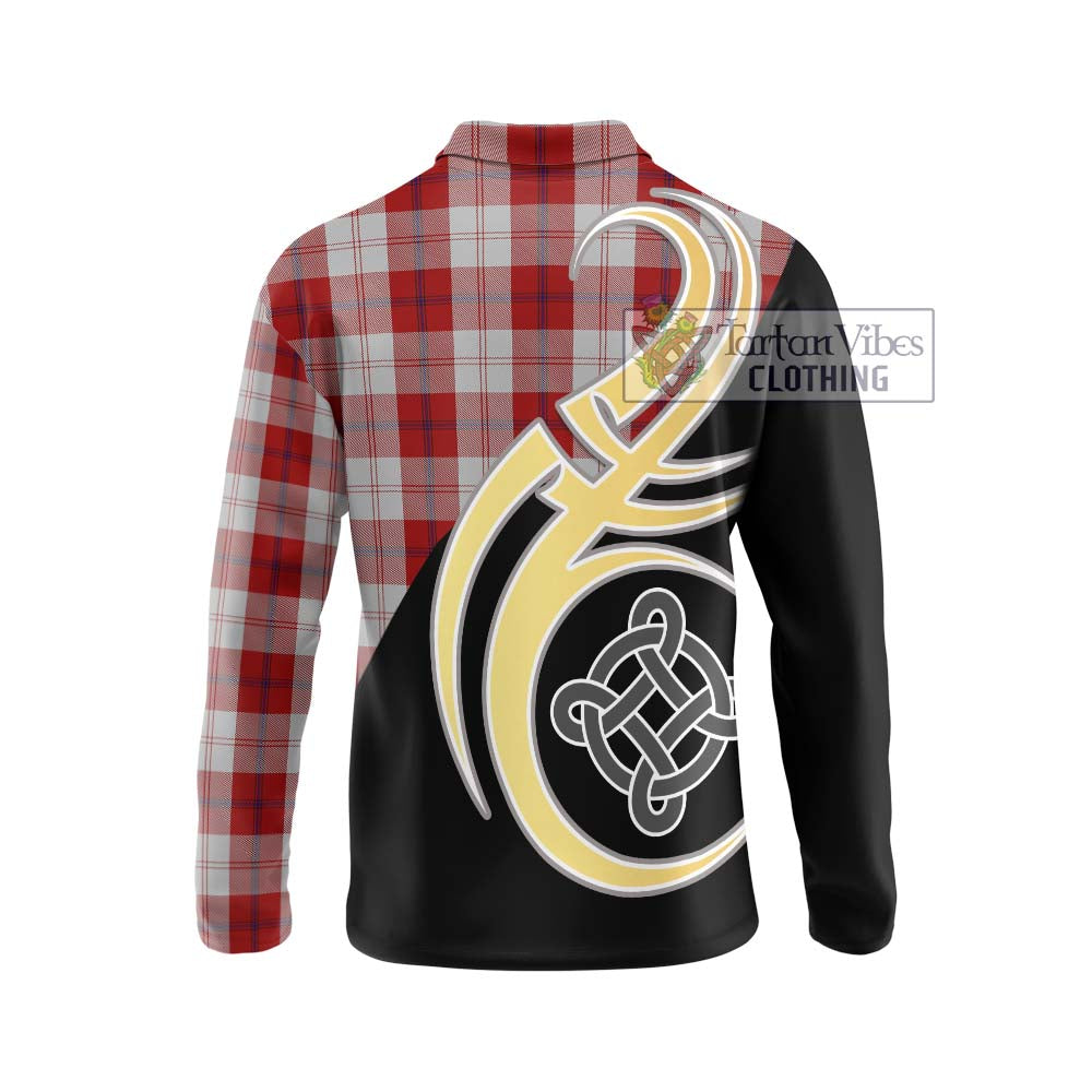 Cunningham Dress Tartan Long Sleeve Polo Shirt with Family Crest and Celtic Symbol Style - Tartan Vibes Clothing