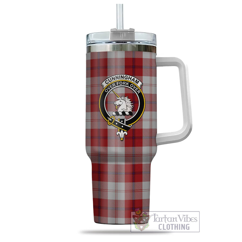 Tartan Vibes Clothing Cunningham Dress Tartan and Family Crest Tumbler with Handle