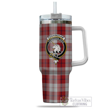 Cunningham Dress Tartan and Family Crest Tumbler with Handle