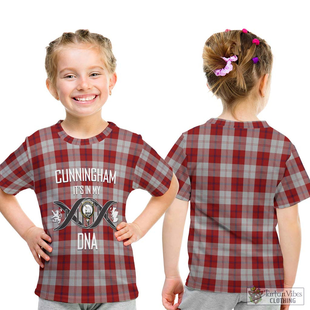 Cunningham Dress Tartan Kid T-Shirt with Family Crest DNA In Me Style - Tartanvibesclothing Shop