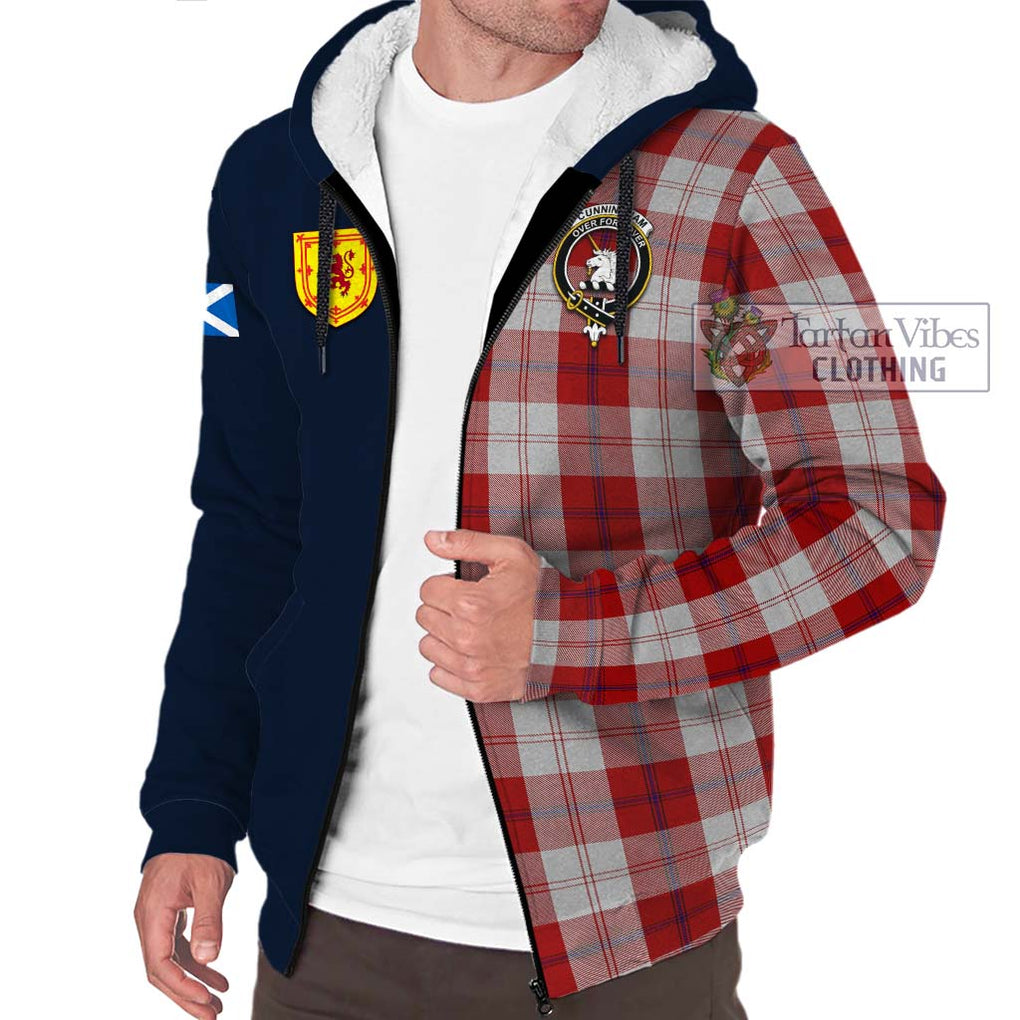 Tartan Vibes Clothing Cunningham Dress Tartan Sherpa Hoodie with Scottish Lion Royal Arm Half Style