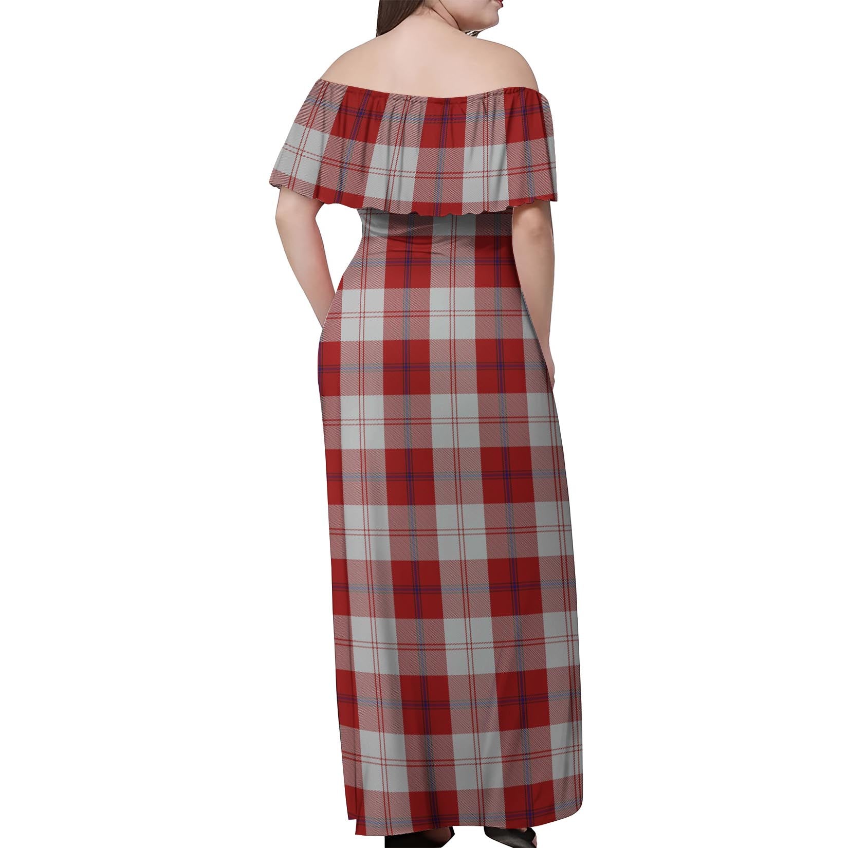 Cunningham Dress Tartan Off Shoulder Long Dress - Tartanvibesclothing