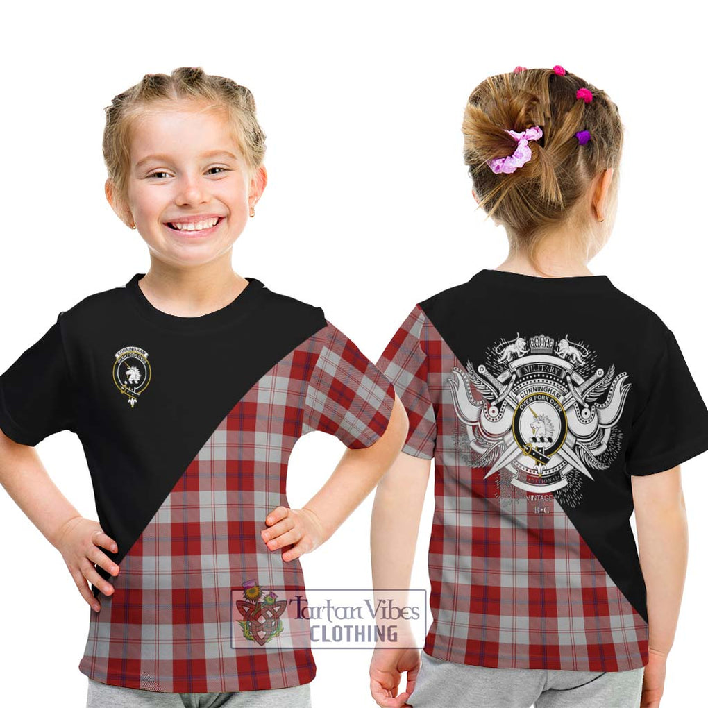 Cunningham Dress Tartan Kid T-Shirt with Family Crest and Military Logo Style - Tartanvibesclothing Shop