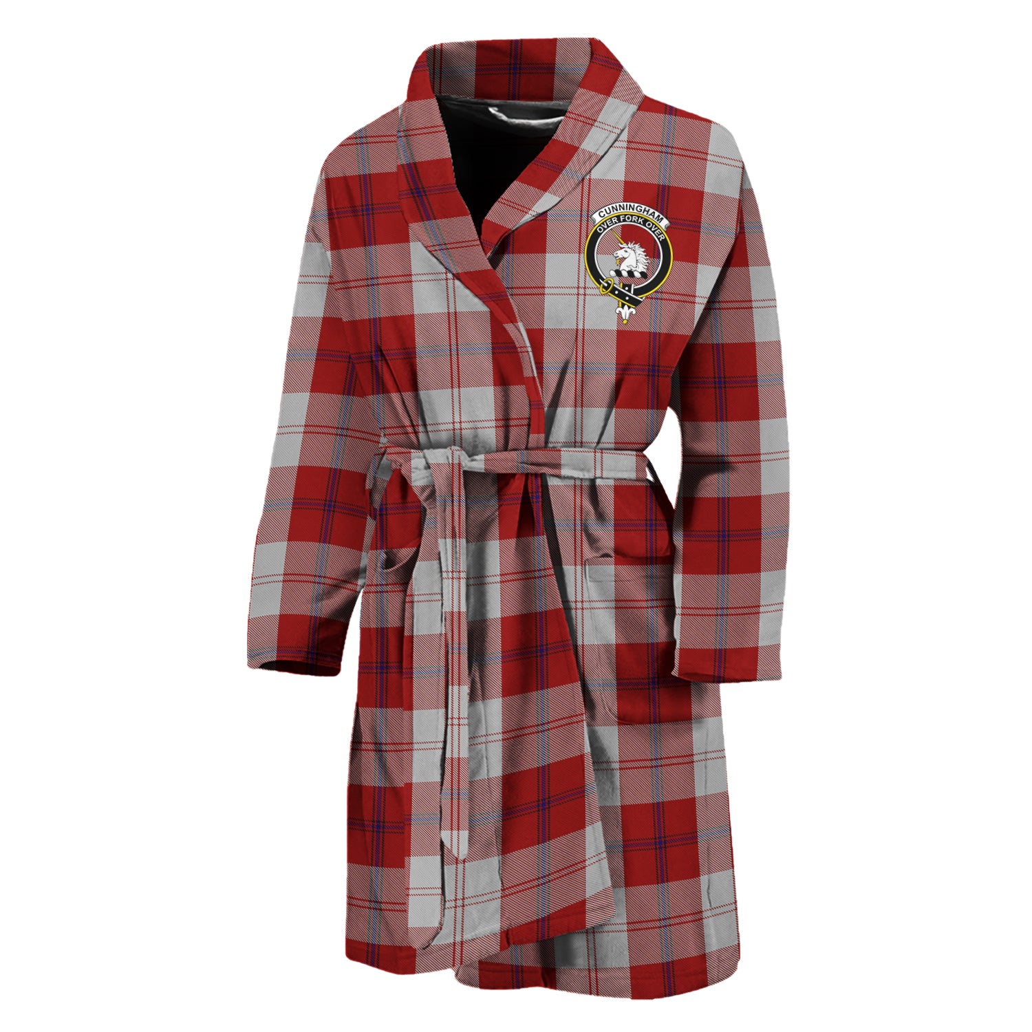 Cunningham Dress Tartan Bathrobe with Family Crest Unisex M - Tartan Vibes Clothing