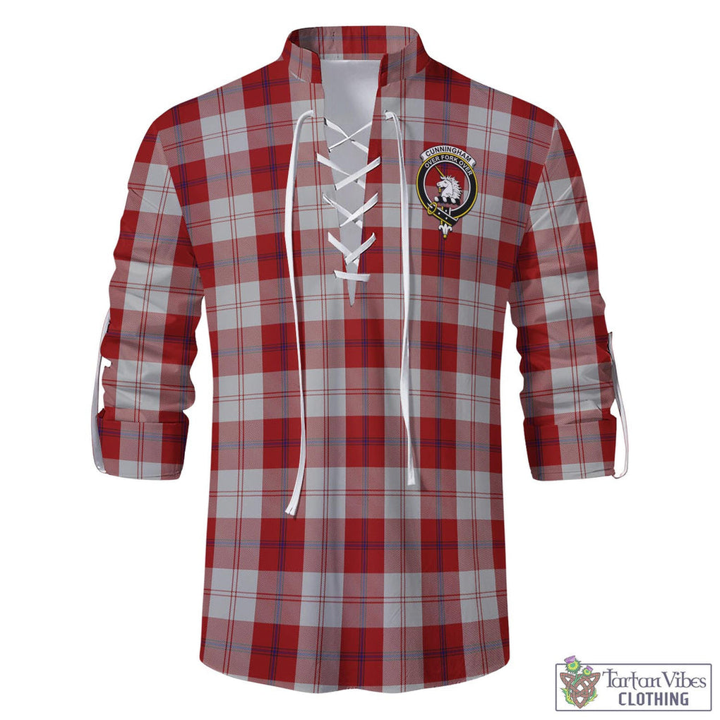 Tartan Vibes Clothing Cunningham Dress Tartan Men's Scottish Traditional Jacobite Ghillie Kilt Shirt with Family Crest