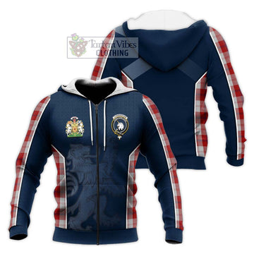 Cunningham Dress Tartan Knitted Hoodie with Family Crest and Lion Rampant Vibes Sport Style