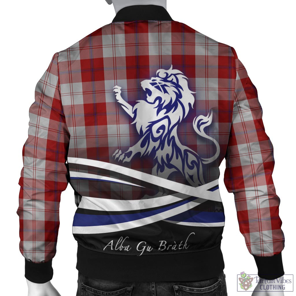 Tartan Vibes Clothing Cunningham Dress Tartan Bomber Jacket with Alba Gu Brath Regal Lion Emblem