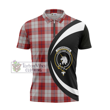 Cunningham Dress Tartan Zipper Polo Shirt with Family Crest Circle Style