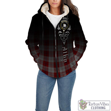 Cunningham Dress Tartan Sherpa Hoodie Featuring Alba Gu Brath Family Crest Celtic Inspired