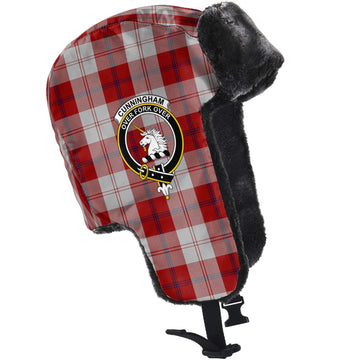 Cunningham Dress Tartan Winter Trapper Hat with Family Crest