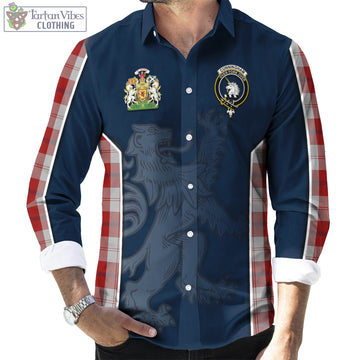 Cunningham Dress Tartan Long Sleeve Button Up Shirt with Family Crest and Lion Rampant Vibes Sport Style