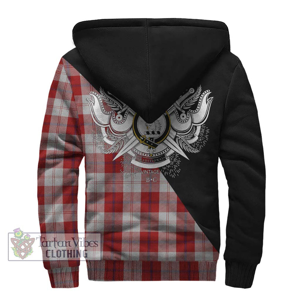 Cunningham Dress Tartan Sherpa Hoodie with Family Crest and Military Logo Style - Tartanvibesclothing Shop