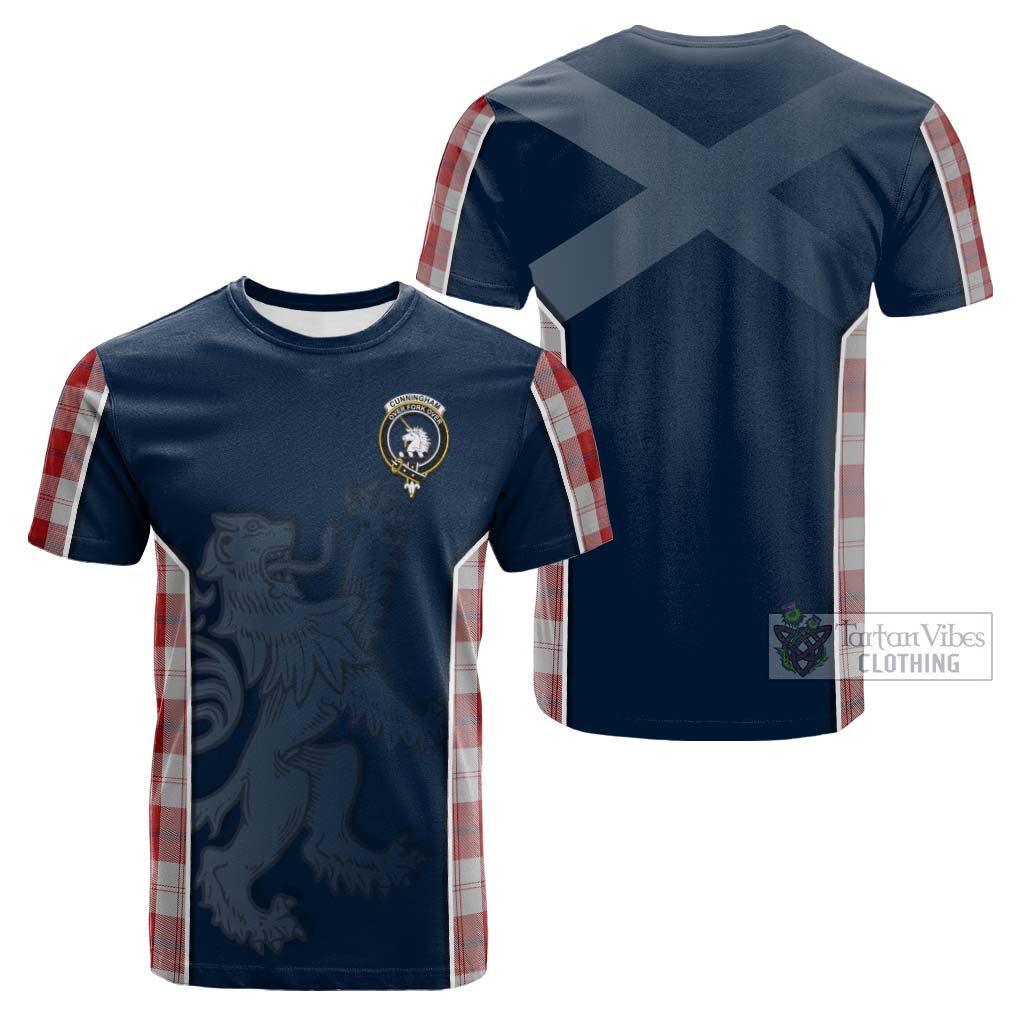 Tartan Vibes Clothing Cunningham Dress Tartan Cotton T-shirt with Family Crest and Lion Rampant Vibes Sport Style