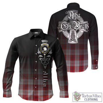 Cunningham Dress Tartan Long Sleeve Button Up Featuring Alba Gu Brath Family Crest Celtic Inspired