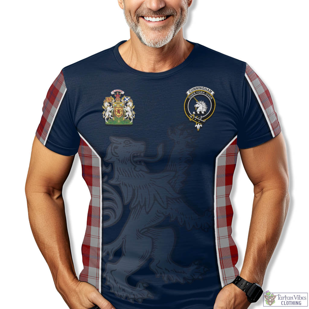 Tartan Vibes Clothing Cunningham Dress Tartan T-Shirt with Family Crest and Lion Rampant Vibes Sport Style