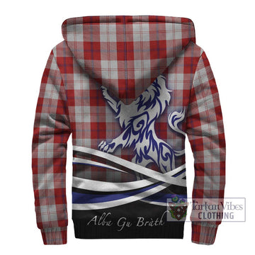 Cunningham Dress Tartan Sherpa Hoodie with Alba Gu Brath Regal Lion Emblem