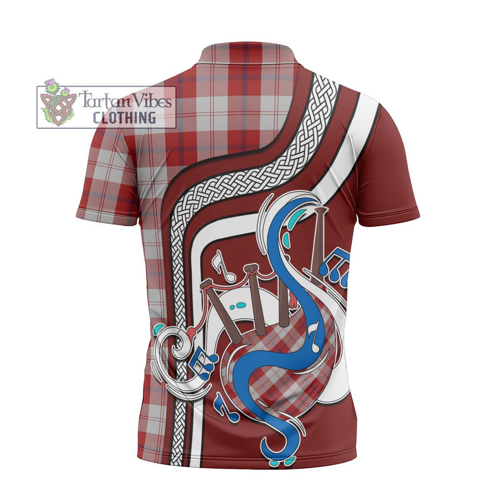 Cunningham Dress Tartan Zipper Polo Shirt with Epic Bagpipe Style - Tartanvibesclothing Shop