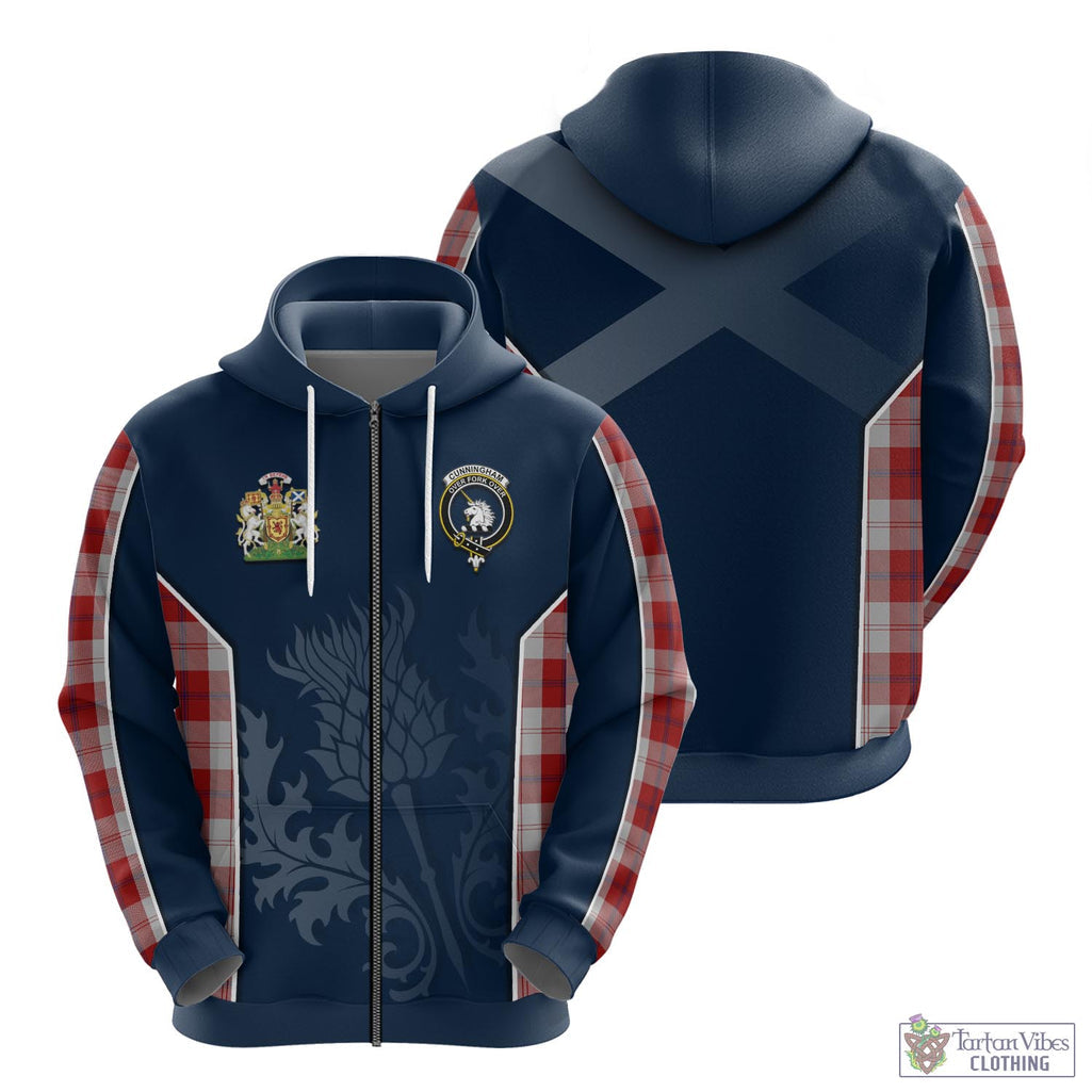 Tartan Vibes Clothing Cunningham Dress Tartan Hoodie with Family Crest and Scottish Thistle Vibes Sport Style