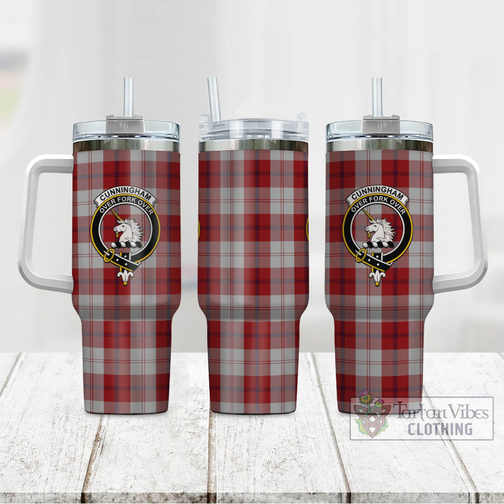 Tartan Vibes Clothing Cunningham Dress Tartan and Family Crest Tumbler with Handle