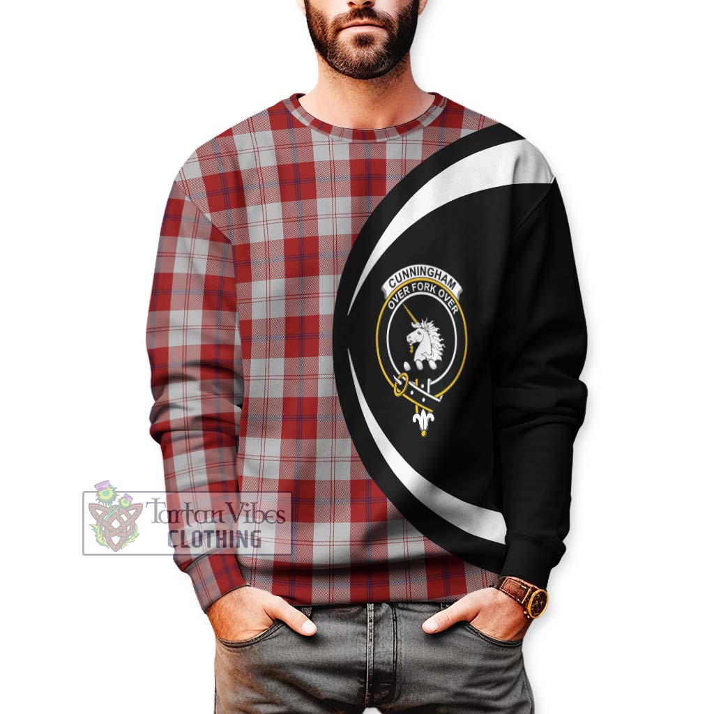 Cunningham Dress Tartan Sweatshirt with Family Crest Circle Style - Tartan Vibes Clothing