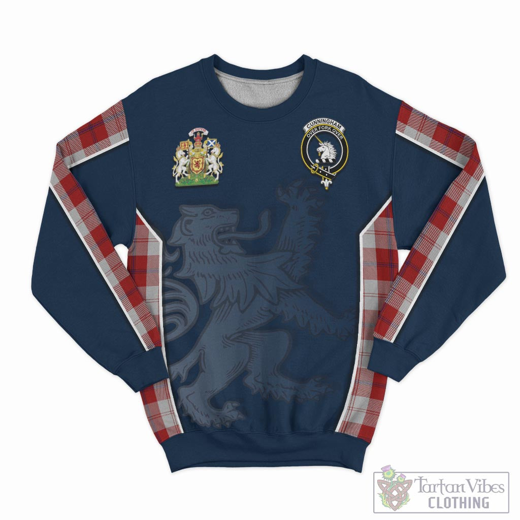 Tartan Vibes Clothing Cunningham Dress Tartan Sweater with Family Crest and Lion Rampant Vibes Sport Style