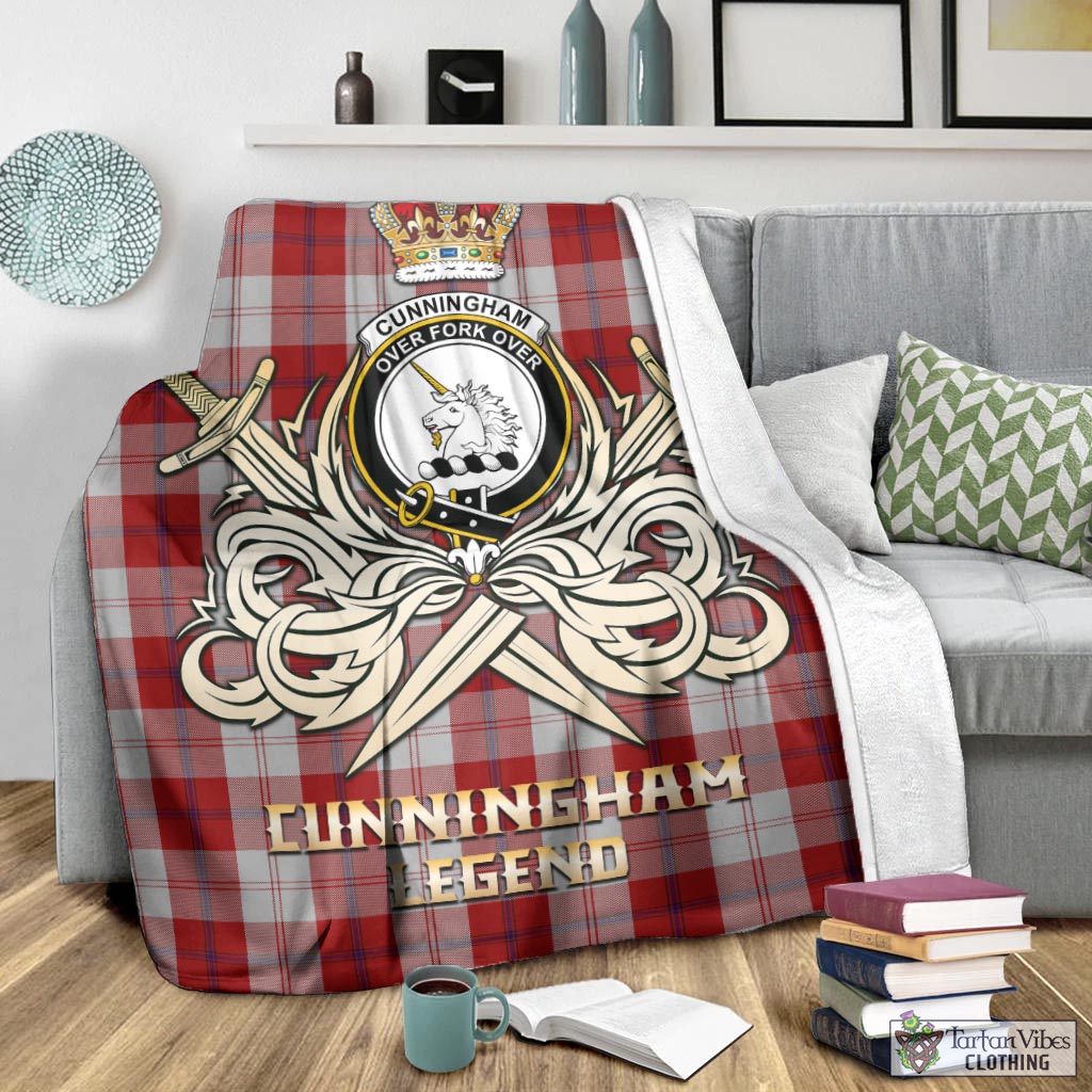 Tartan Vibes Clothing Cunningham Dress Tartan Blanket with Clan Crest and the Golden Sword of Courageous Legacy