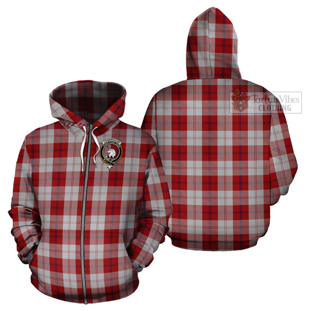 Cunningham Dress Tartan Cotton Hoodie with Family Crest Zip Hoodie - Tartan Vibes Clothing