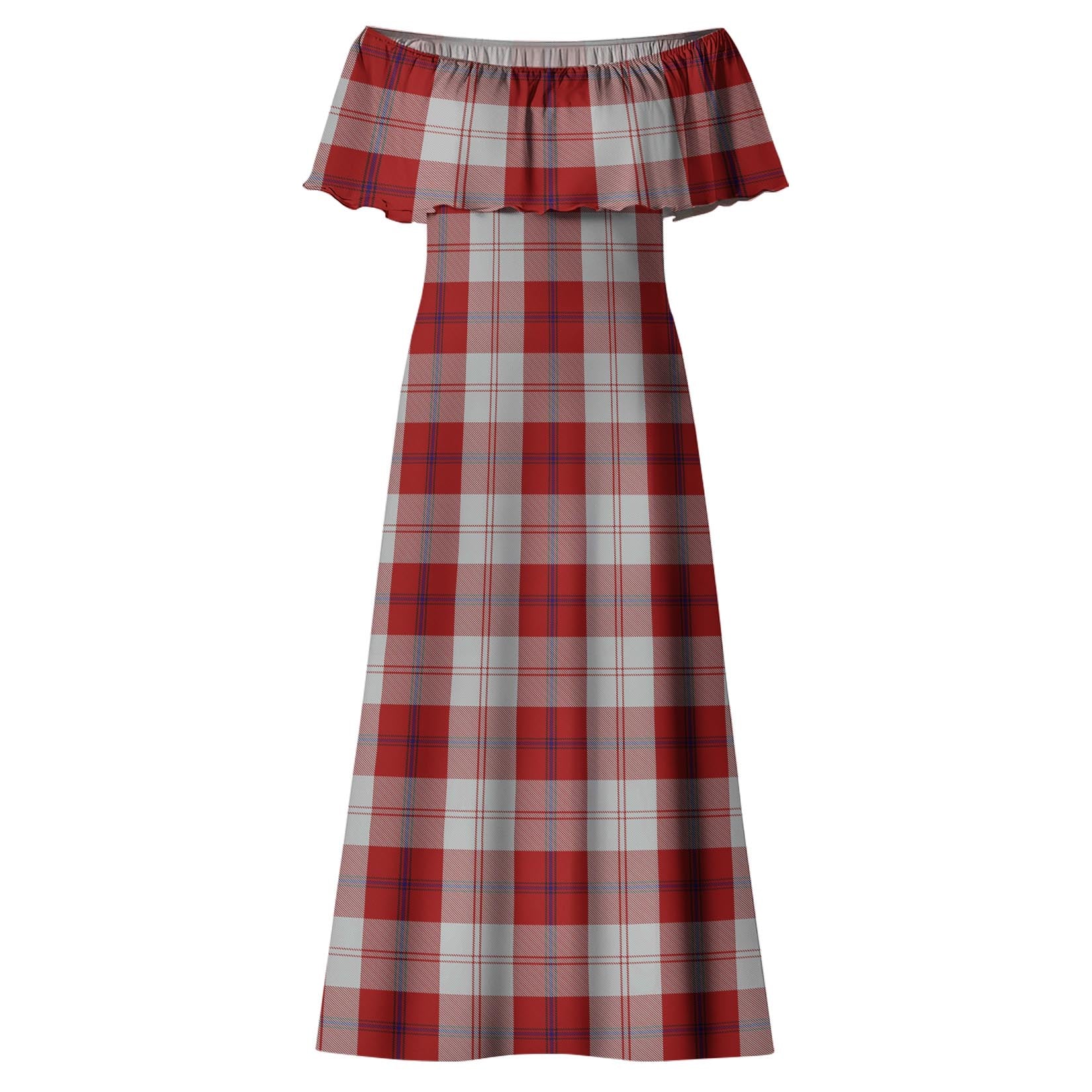 Cunningham Dress Tartan Off Shoulder Long Dress - Tartanvibesclothing