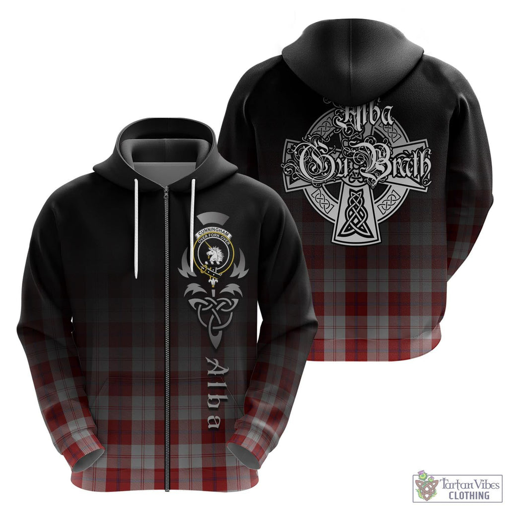 Tartan Vibes Clothing Cunningham Dress Tartan Hoodie Featuring Alba Gu Brath Family Crest Celtic Inspired