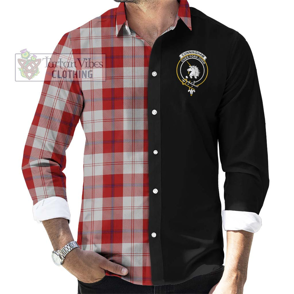 Cunningham Dress Tartan Long Sleeve Button Shirt with Family Crest and Half Of Me Style - Tartanvibesclothing Shop