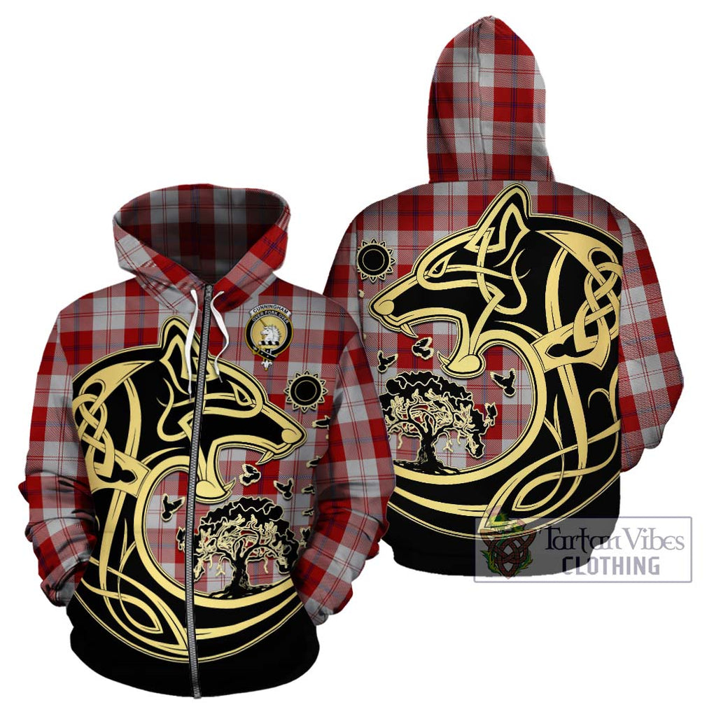 Cunningham Dress Tartan Hoodie with Family Crest Celtic Wolf Style - Tartan Vibes Clothing