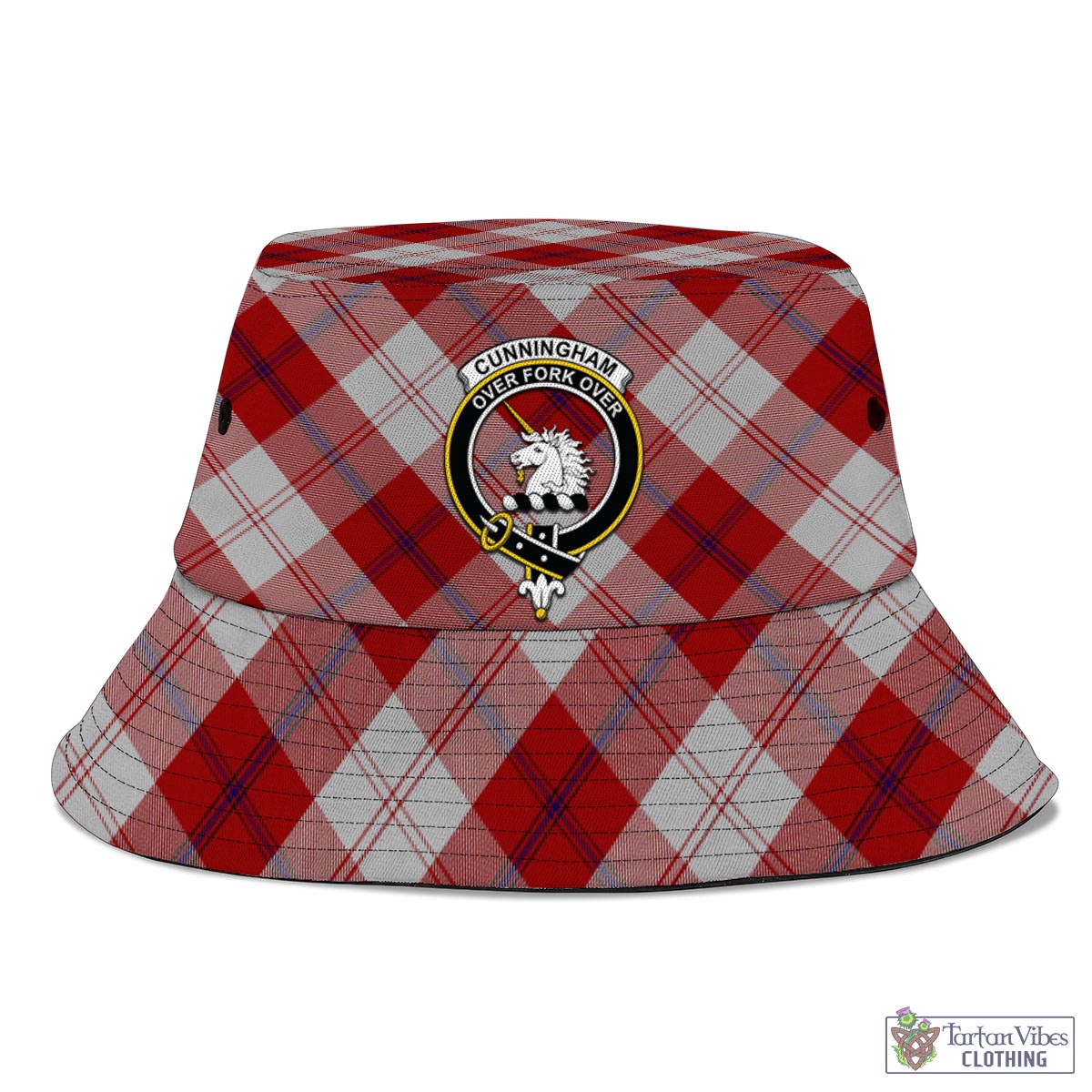 Tartan Vibes Clothing Cunningham Dress Tartan Bucket Hat with Family Crest