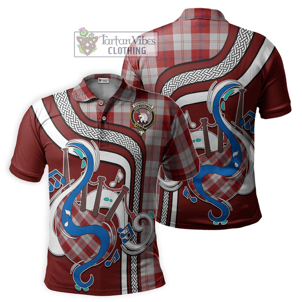 Tartan Vibes Clothing Cunningham Dress Tartan Polo Shirt with Epic Bagpipe Style