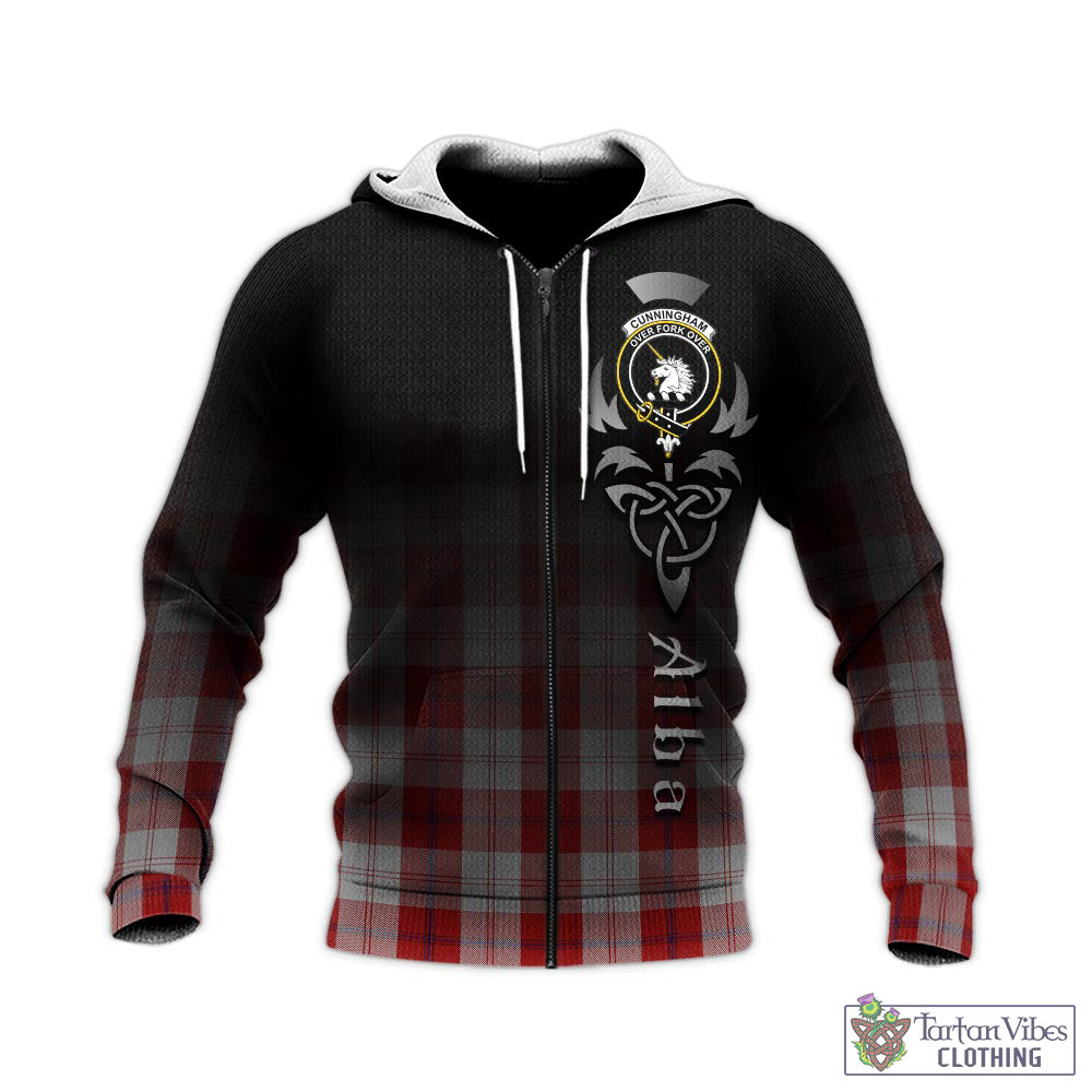 Tartan Vibes Clothing Cunningham Dress Tartan Knitted Hoodie Featuring Alba Gu Brath Family Crest Celtic Inspired