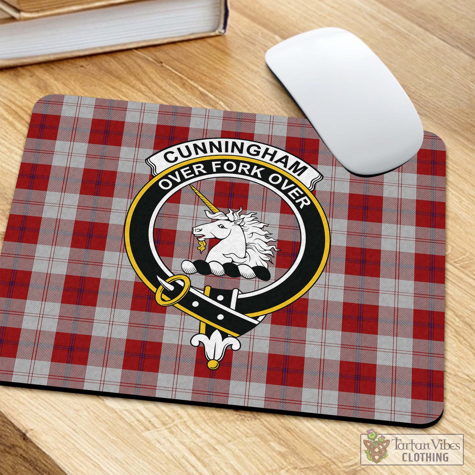 Tartan Vibes Clothing Cunningham Dress Tartan Mouse Pad with Family Crest