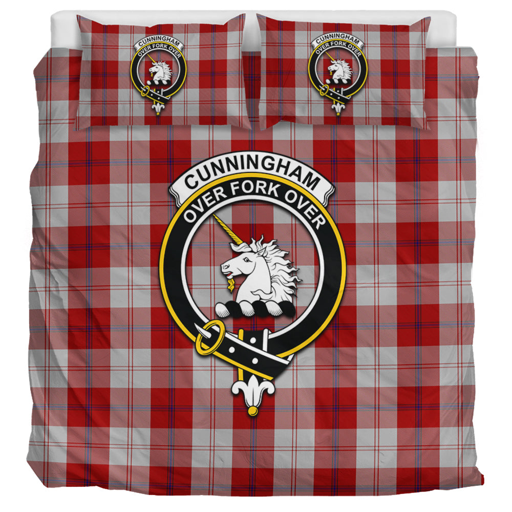 Cunningham Dress Tartan Bedding Set with Family Crest UK Bedding Set UK Super King 104*94 inch - Tartan Vibes Clothing