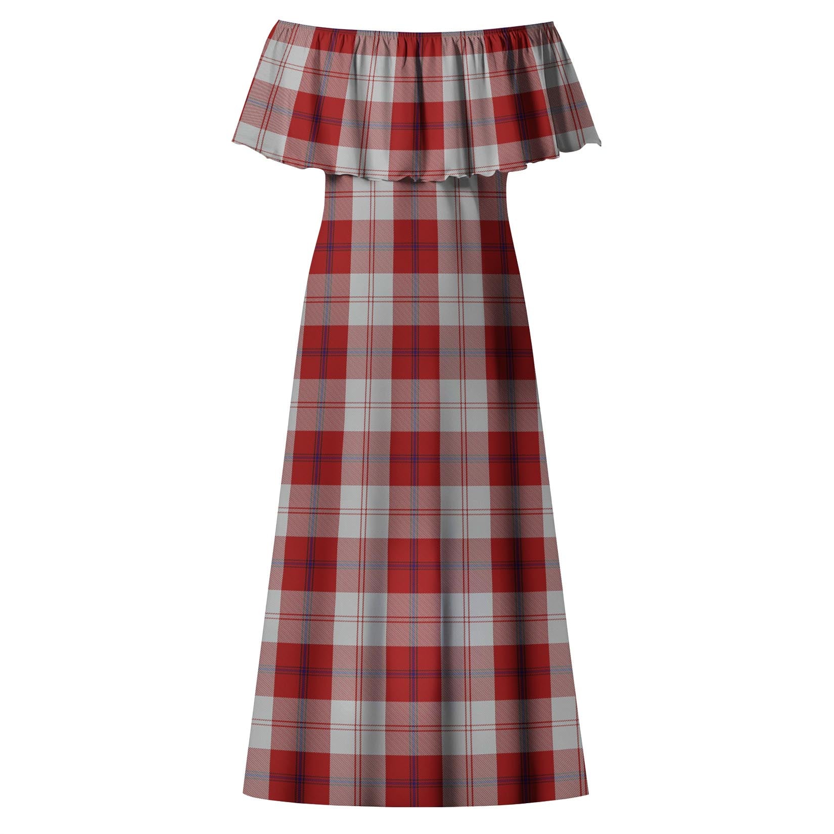 Cunningham Dress Tartan Off Shoulder Long Dress - Tartanvibesclothing