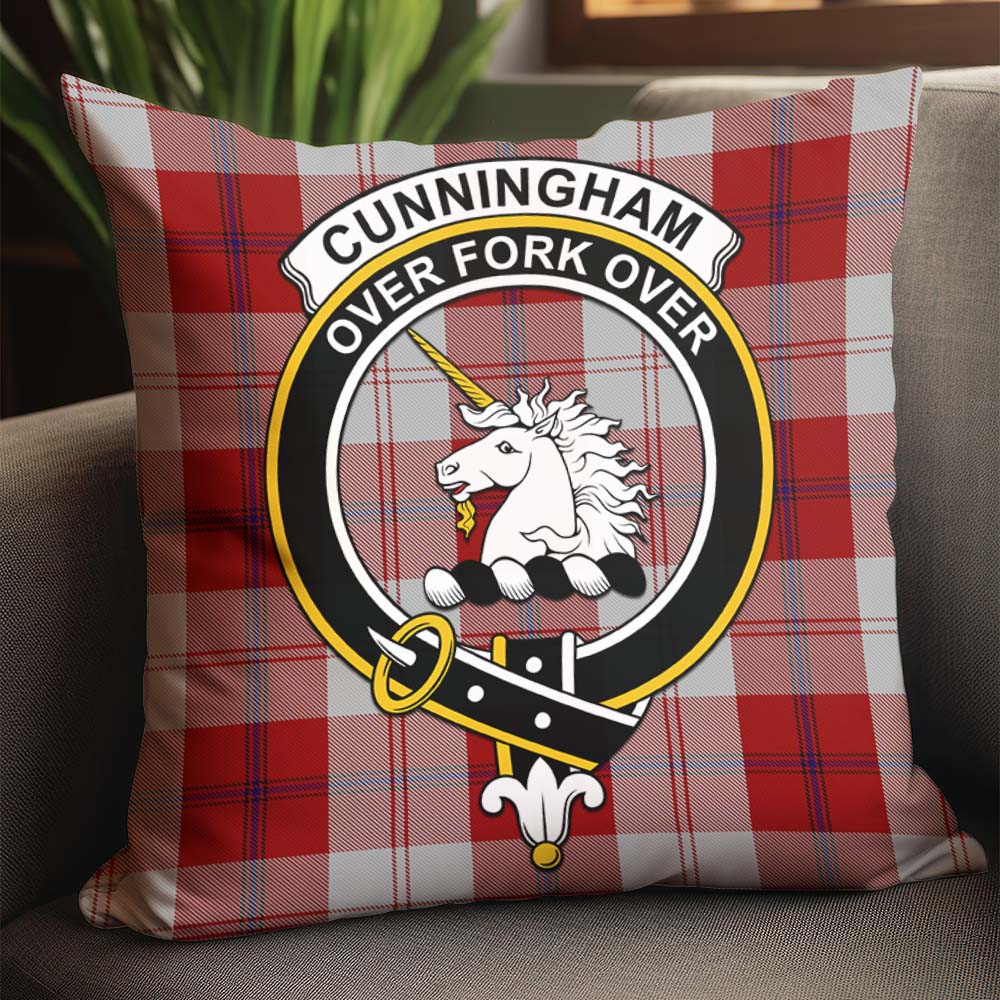 Cunningham Dress Tartan Pillow Cover with Family Crest - Tartanvibesclothing